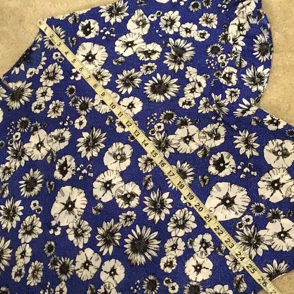 Sami & Jo Women’s Blouse Blue Daisy Floral Ruffle 3/4 Sleeve Top Slip On Size XL - Picture 9 of 10